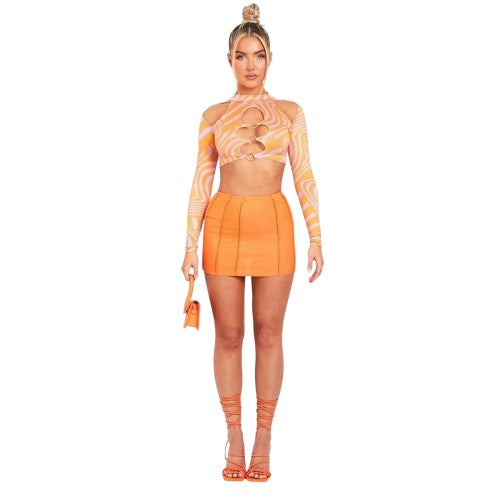 Front - Missy Empire Womens/Ladies Cut Out Long-Sleeved Crop Top