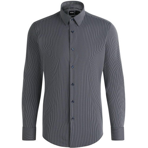 Front - Boss Mens Striped Regular Long-Sleeved Shirt