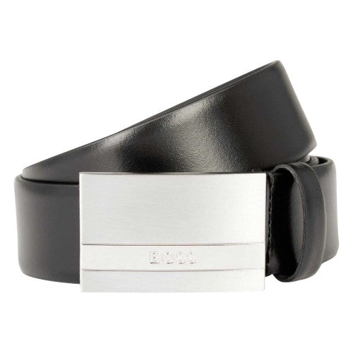 Front - Boss Mens Engraved Leather Belt