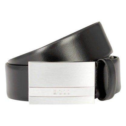 Front - Boss Mens Engraved Leather Belt