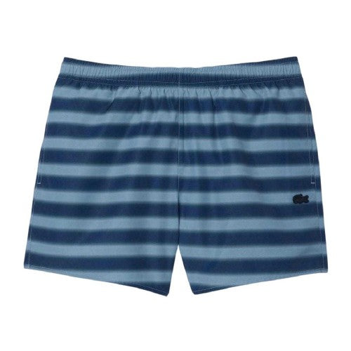 Front - Lacoste Mens Striped Swimming Trunks