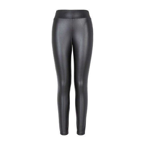 Front - Armani Exchange Womens/Ladies Leather Plain High Waist Leggings