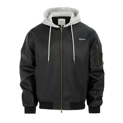 Front - Firetrap Mens PU Hooded Jacket