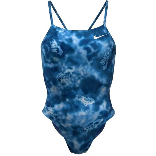 Front - Nike Womens/Ladies Tie Dye Logo Cut Out One Piece Swimsuit