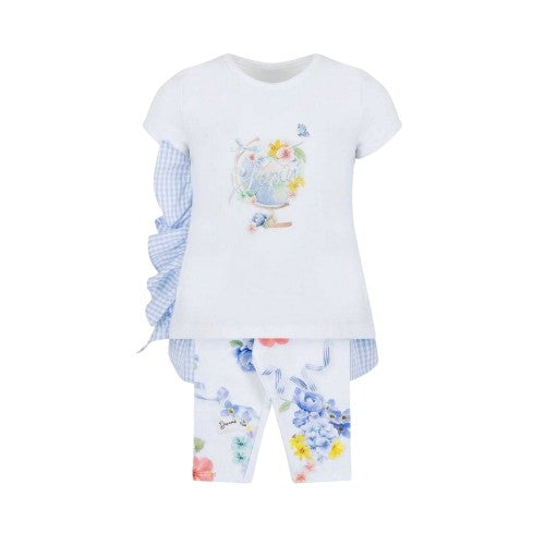 Front - Lapin House Childrens/Kids Ruffle T-Shirt And Leggings Set
