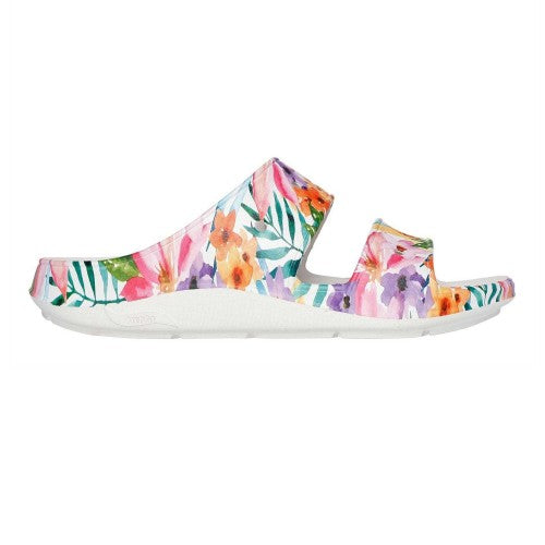 Front - Skechers Womens/Ladies Floral Arch Fit Slides