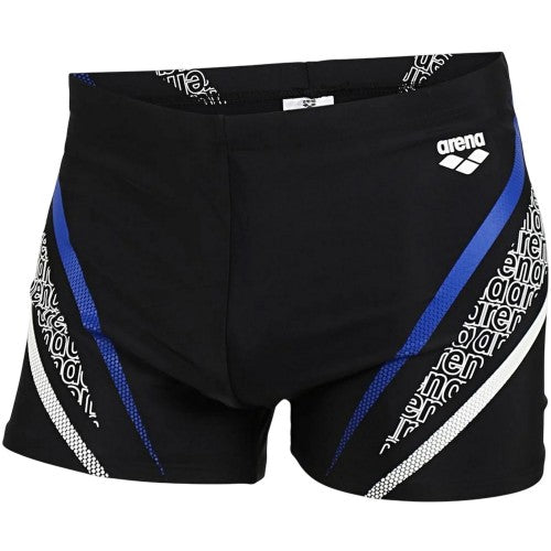 Front - Arena Mens Lettering Print Regular Swim Shorts