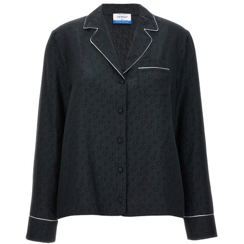 Front - Off White Womens/Ladies Logo Lapel Collar Shirt