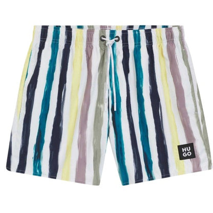 Front - Hugo Mens Contrast Striped Swim Shorts