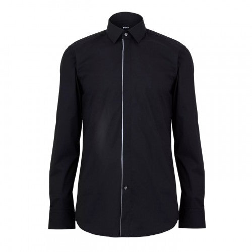 Front - Boss Mens Contrast Piping Point Collar Long-Sleeved Shirt