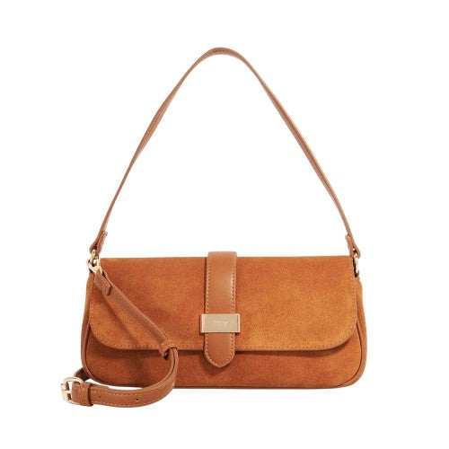 Front - Dune London Delsees Suede Shoulder Bag
