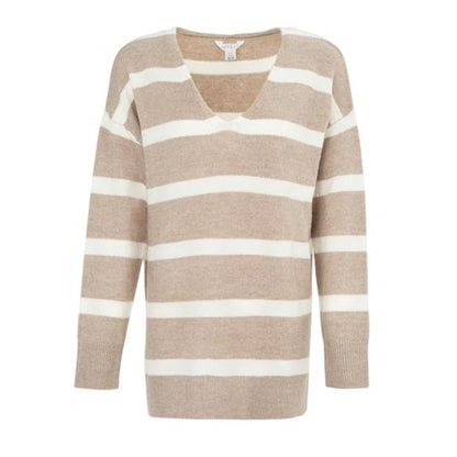 Front - Miso Womens/Ladies Striped Loose Long-Sleeved Sweater Dress