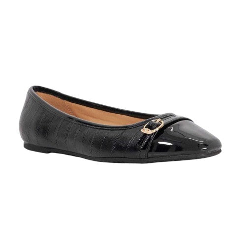 Front - Dune London Womens/Ladies Lo Habitats Leather Buckle Detail Ballet Flats