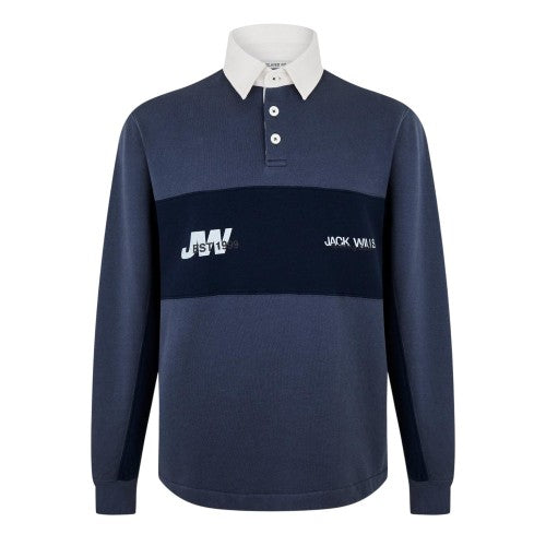 Front - Jack Wills Mens Logo Relaxed Fit Rugby Shirt