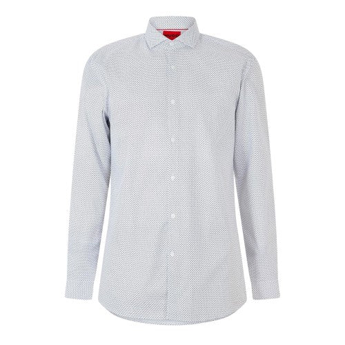 Front - Hugo Mens Microprint Oxford Long-Sleeved Formal Shirt