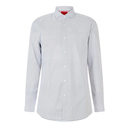 Front - Hugo Mens Microprint Oxford Long-Sleeved Formal Shirt