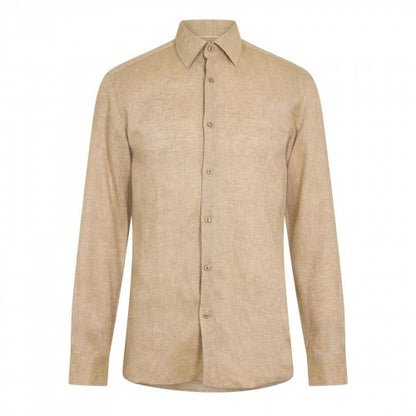 Front - Boss Mens Linen Point Collar Long-Sleeved Formal Shirt