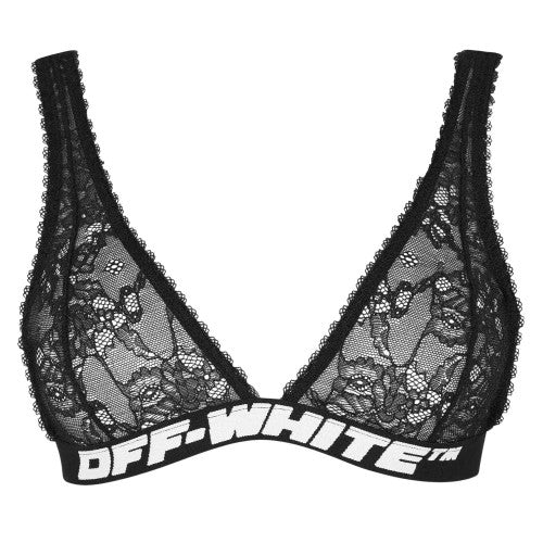 Front - Off White Womens/Ladies Floral Lace Bralette