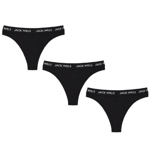 Front - Jack Wills Womens/Ladies Deptford Logo Thong (Pack of 3)