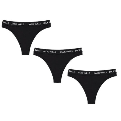 Front - Jack Wills Womens/Ladies Deptford Logo Thong (Pack of 3)