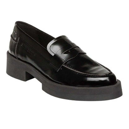 Front - Steve Madden Womens/Ladies Marina Patent Leather Casual Low Block Heel Penny Loafers