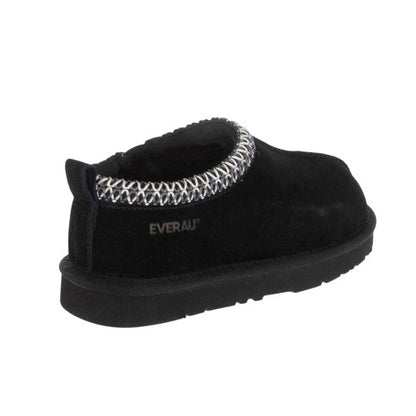 Black - Back - EverAu Womens-Ladies Wigeon Cow Suede Flat Slippers