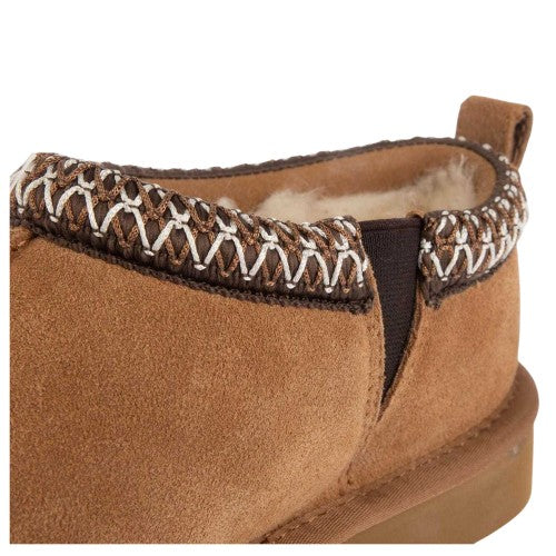 Chestnut - Lifestyle - EverAu Womens-Ladies Wigeon Cow Suede Flat Slippers