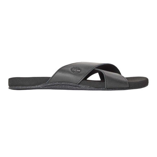Front - Timberland Mens Seaton Bay Cross Strap Leather Slides