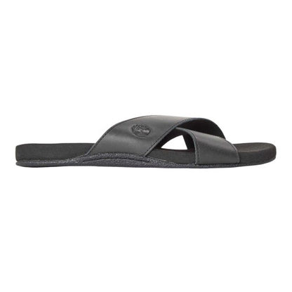 Front - Timberland Mens Seaton Bay Cross Strap Leather Slides