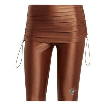 Front - Adidas Womens/Ladies Shiny Layered Slim Shorts