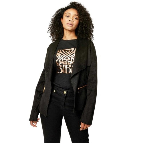 Front - Biba Womens/Ladies Suedette Zipped Waterfall Jacket