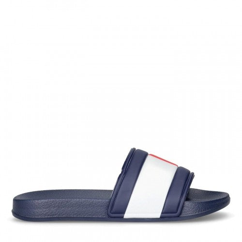 Front - Tommy Hilfiger Childrens/Kids Flag Logo Open Toe Flat Slides