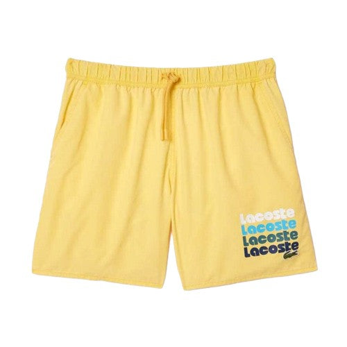 Front - Lacoste Mens Washed Mid Length Swimming Trunks