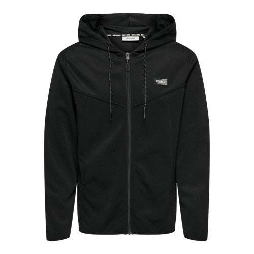 Front - Only Mens Contrast Piping Hooded Regular Sweat Jacket