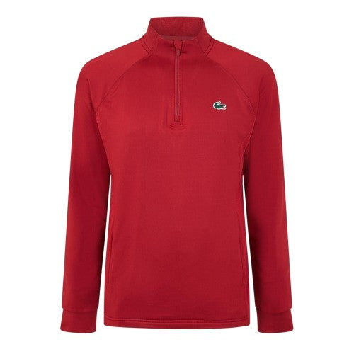 Front - Lacoste Mens Embroidered Logo Quarter Zip Regular Running Track Top