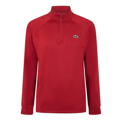Front - Lacoste Mens Embroidered Logo Quarter Zip Regular Running Track Top