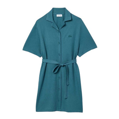 Front - Lacoste Womens/Ladies Linen Blend Belted Shirt Dress
