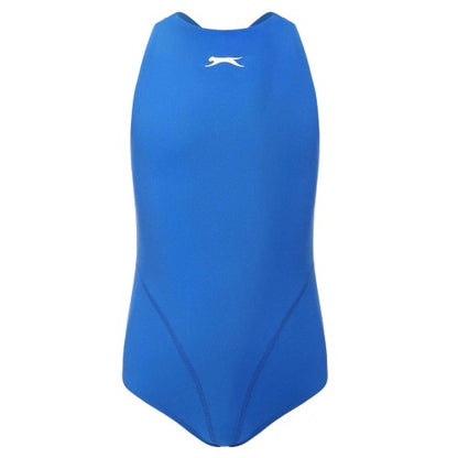 Front - Slazenger Girls Cross Back One Piece Swimsuit