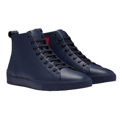 Front - Hugo Mens Zero Leather High-top Trainers