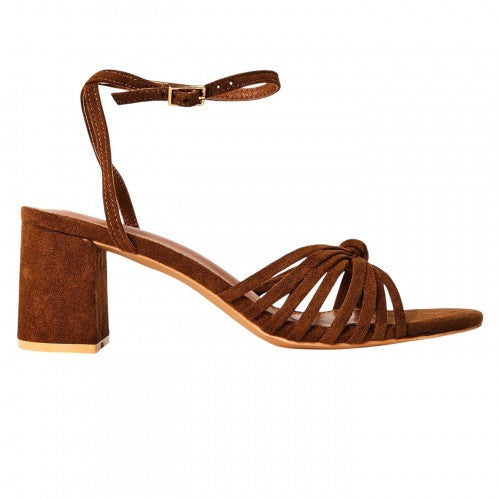 Front - Where´s That From Womens/Ladies Knotted Suede Block Heel Sandals