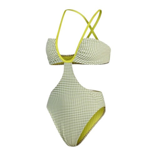 Front - Speedo Womens/Ladies Gingham Cut Out One Piece Swimsuit