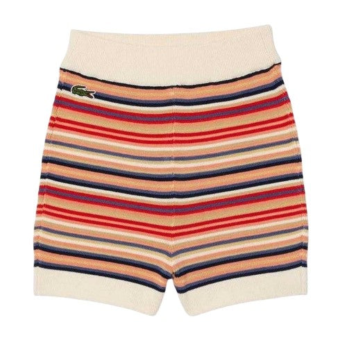 Front - Lacoste Womens/Ladies Organic Cotton Striped Shorts