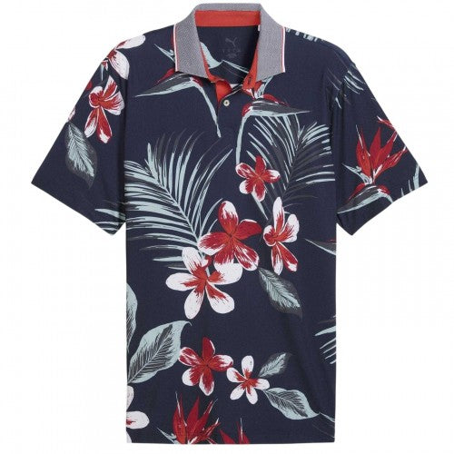 Front - Puma Mens Mattr Luau Floral Performance Polo Shirt