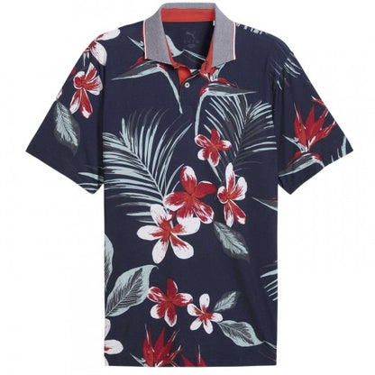 Front - Puma Mens Mattr Luau Floral Performance Polo Shirt