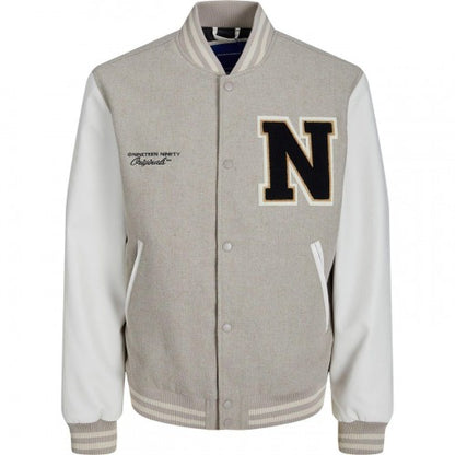 Front - Jack And Jones Mens College Wool Blend Regular Bomber Jacket
