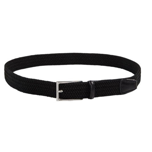 Front - Boss Mens Braided Leather Trim Belt
