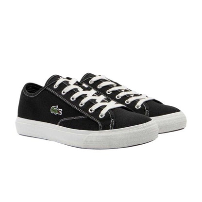 Front - Lacoste Mens Backcourt Canvas Low Trainers