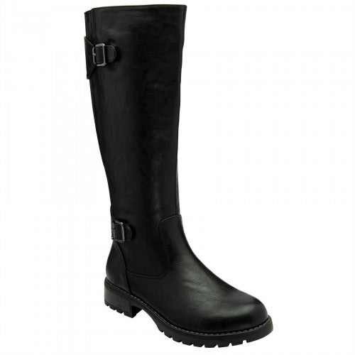 Front - Lotus Shoes Womens/Ladies Brandi Buckle Detail Knee-High Boots