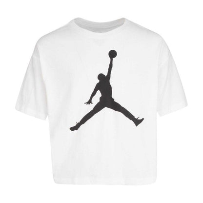 Front - Nike Girls Air Jordan Jumpman Crop T-Shirt