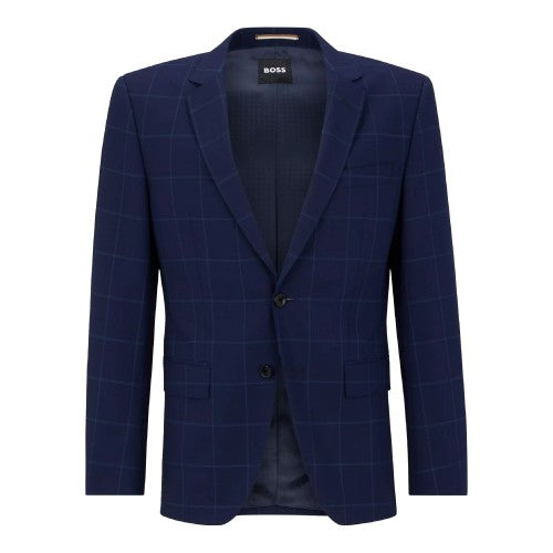 Front - Boss Mens Plaid Lapel Collar Blazer